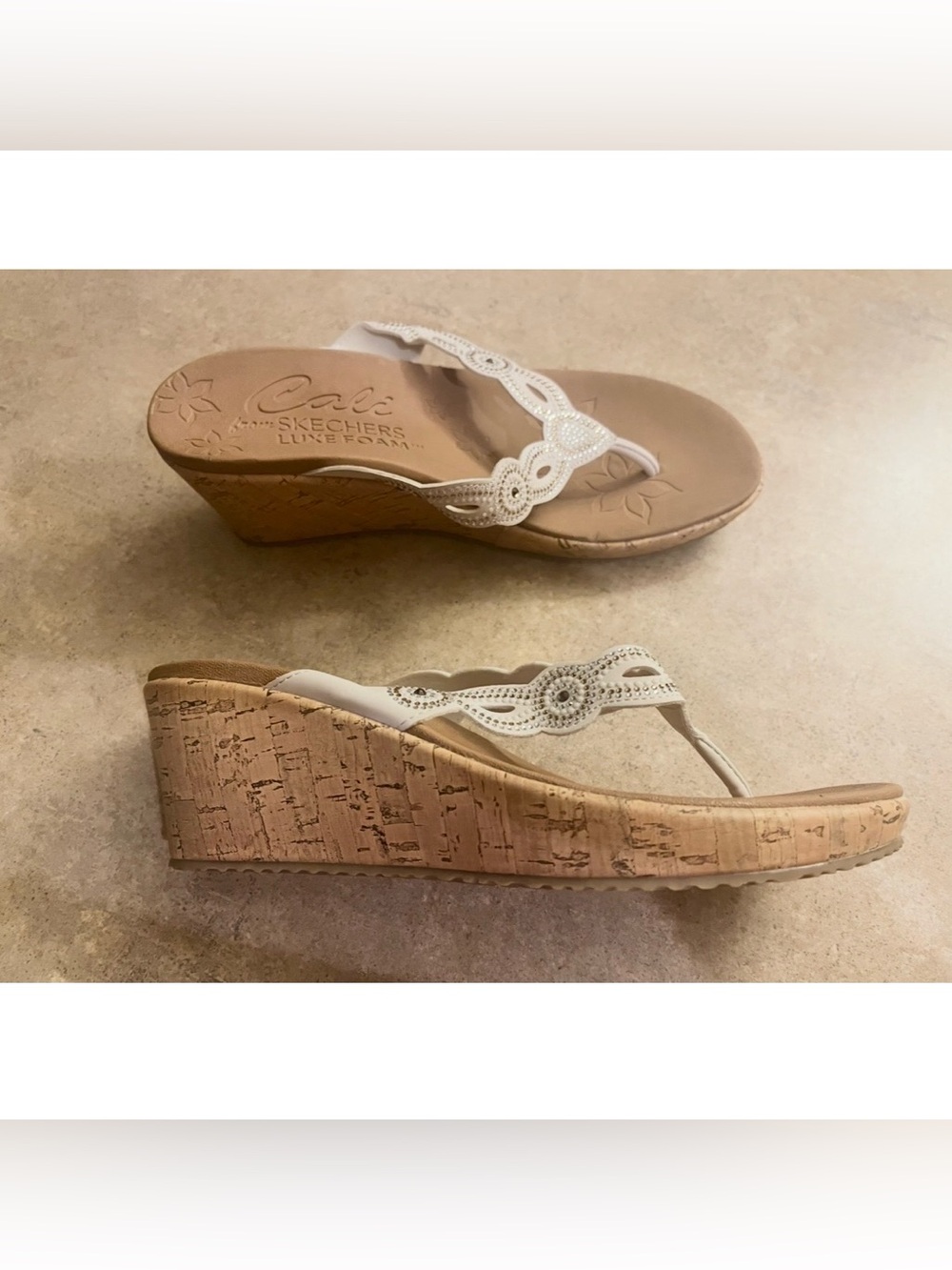 Skechers Skechers Cali White & Brown Wedge Sandals- Size 7 - Brand New Never Wor